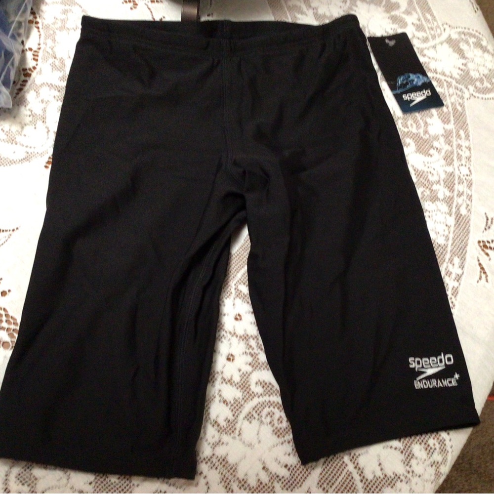 NWT Speedo Power Flex Eco Jammers Boys size 26 Black Competition Swimsuit
